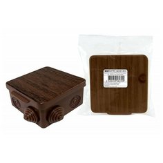 Распаячная коробка ОП 100х100х55мм, крышка, ЭКО (венге), IP54, 8вх. инд. штрихкод TDM