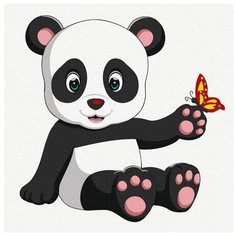Molly Картина по номерам "Панда с бабочкой" 20х20 см (KH0914)