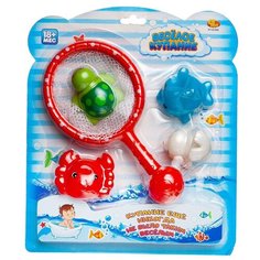 Набор для ванной ABtoys Веселое купание - сачок и 4 фигурки (PT-01249) разноцветный