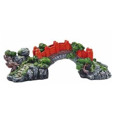 Фигурка для аквариума KW Zone Мост большой U-42 29х10х10 см зеленый/красный/серый