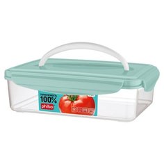 Phibo Контейнер с ручкой Smart Lock 1.5 л, 16.8x23.5 см, прозрачный/светло-голубой