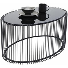KARE Design Столик кофейный Wire, коллекция "Провода" 90*41*60, Сталь, Зеркальное стекло, Черный