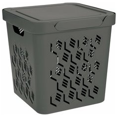 ЯЩИК С КРЫШКОЙ УНИВЕРСАЛЬНЫЙ "DELUXE", 286х286х286 ММ, 18Л (Серый) Econova