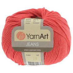 Пряжа YarnArt Jeans 50гр 160м (55% хлопок, 45% полиакрил) (26 коралл), 10 мотков