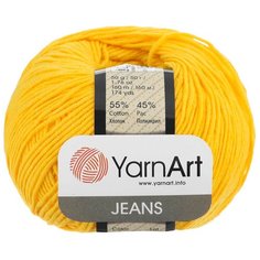 Пряжа YarnArt Jeans 50гр 160м (55% хлопок, 45% полиакрил) (35 желтый), 10 мотков