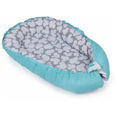 Бортик-кокон, Alis текстиль, "Гнездышко", бязь премиум, 75х45см, серо-голубой
