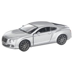 Детская инерционная металлическая машинка с открывающимися дверями, модель 2012 Bentley Continental GT, серебристый Serinity Toys