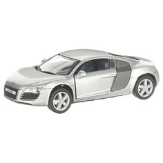 Детская инерционная металлическая машинка с открывающимися дверями, модель Audi R8, серебристый Serinity Toys