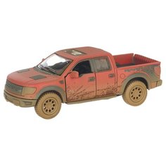 Детская инерционная металлическая машинка с открывающимися дверями, модель 2013 Ford F-150 SVT Raptor грязный, красный Serinity Toys