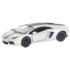 Детская инерционная металлическая машинка с открывающимися дверями, модель Lamborghini Aventador LP700-4, белый с полосой Serinity Toys