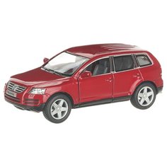 Детская инерционная металлическая машинка с открывающимися дверями, модель Volkswagen Touareg, красный Serinity Toys