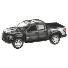 Детская инерционная металлическая машинка с открывающимися дверями, модель 2013 Ford F-150 SVT Raptor, черный с белым Serinity Toys