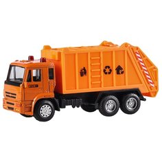 Детская инерционная металлическая машинка PlaySmart, модель Самосвал КАМАЗ Мусоровоз, красный Serinity Toys