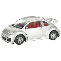 Детская инерционная металлическая машинка с открывающимися дверями, модель Volkswagen Beetle New Rsi, серебристый Serinity Toys