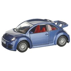Детская инерционная металлическая машинка с открывающимися дверями, модель Volkswagen Beetle New Rsi, синий Serinity Toys