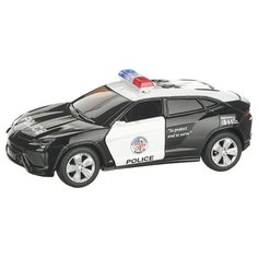 Детская инерционная металлическая машинка с открывающимися дверями, модель Lamborghin Urus полиция, черный,белый Serinity Toys