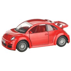 Детская инерционная металлическая машинка с открывающимися дверями, модель Volkswagen Beetle New Rsi, красный Serinity Toys