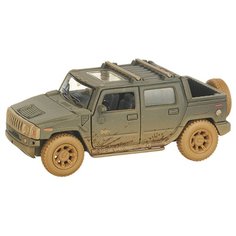 Детская инерционная металлическая машинка с открывающимися дверями, модель Hummer Н2 грязный, черный Serinity Toys