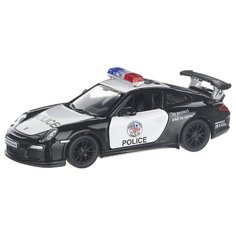 Детская инерционная металлическая машинка с открывающимися дверями, модель 2010 Porsche 911 GT3 RS полиция, черный,белый Serinity Toys
