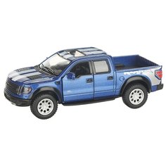 Детская инерционная металлическая машинка с открывающимися дверями, модель 2013 Ford F-150 SVT Raptor, синий с белым Serinity Toys