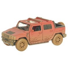 Детская инерционная металлическая машинка с открывающимися дверями, модель Hummer Н2 грязный, красный Serinity Toys