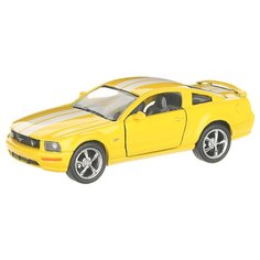 Детская инерционная металлическая машинка с открывающимися дверями, модель Ford Mustang GT, желтый Serinity Toys