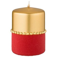 Свеча декоративная Adpal столбик велюровый шик red диаметр 7,5 см высота 10 см (348-833)