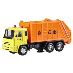 Детская инерционная металлическая машинка Serinity Toys, модель Самосвал КАМАЗ Мусоровоз Желтый