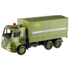 Детская инерционная металлическая машинка Serinity Toys, модель Грузовик КАМАЗ Военный