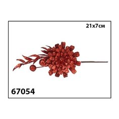 Елочное украшение Marko Ferenzo "Grande. Веточка. Цветок" (цвет: красный, 21x7 см)