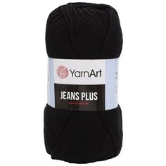 Пряжа YarnArt Jeans Plus 100гр 160м (55% хлопок, 45% полиакрил) (53 черный), 5 мотков