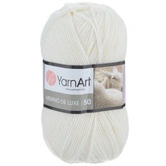 Пряжа YarnArt Merino de Lux 100гр 280м (50% шерсть, 50% акрил) (501 белый), 5 мотков
