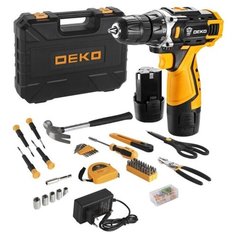 Аккумуляторная дрель-шуруповерт DEKO DKCD12FU-Li-Ion 063-4117, с набором инструментов 104 шт.