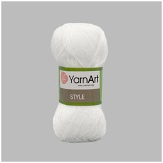Пряжа YarnArt Style 50гр 185м (67% хлопок, 33% вискоза) (650 белый), 5 мотков