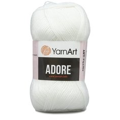 Пряжа YarnArt Adore 100гр 280м (100% акрил с эффектом анти-пиллинга) (330 белый), 5 мотков