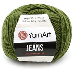 Пряжа YarnArt Jeans 50гр 160м (55% хлопок, 45% полиакрил) (82 темно-оливковый), 10 мотков