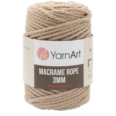 Пряжа YarnArt Macrame Rope 3мм 250гр 63м (60% хлопок, 40% вискоза и полиэстер) (768 кофе с молоком), 4 мотка