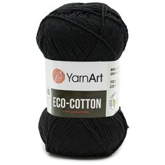 Пряжа YarnArt Eco Cotton 100гр 220м (85% хлопок, 15% полиэстер) (761 черный), 5 мотков