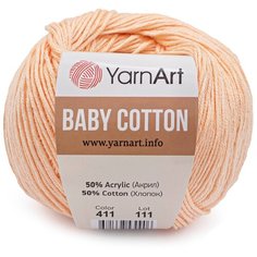 Пряжа YarnArt Baby Cotton 50гр 165м (50% хлопок, 50% акрил) (411 светло-розовый), 10 мотков