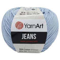 Пряжа YarnArt Jeans 50гр 160м (55% хлопок, 45% полиакрил) (75 небесно-голубой), 10 мотков