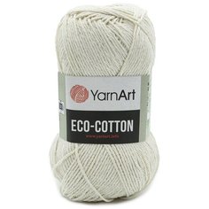 Пряжа YarnArt Eco Cotton 100гр 220м (85% хлопок, 15% полиэстер) (762 кремовый), 5 мотков