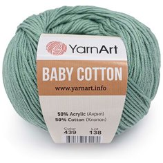 Пряжа YarnArt Baby Cotton 50гр 165м (50% хлопок, 50% акрил) (439 зеленая бирюза), 10 мотков