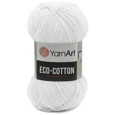 Пряжа YarnArt Eco Cotton 100гр 220м (85% хлопок, 15% полиэстер) (760 белый), 5 мотков