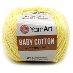 Пряжа YarnArt Baby Cotton 50гр 165м (50% хлопок, 50% акрил) (431 пыльно-желтый), 10 мотков