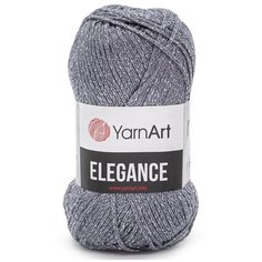 Пряжа YarnArt Elegance 50гр 130м (88% хлопок, 12% металлик) (102 серый), 5 мотков