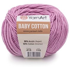 Пряжа YarnArt Baby Cotton 50гр 165м (50% хлопок, 50% акрил) (415 сиреневый), 10 мотков