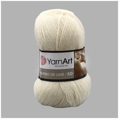 Пряжа YarnArt Merino de Lux 100гр 280м (50% шерсть, 50% акрил) (502 молочный), 5 мотков