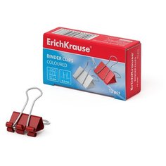 Зажимы для бумаг ErichKrause®, 15мм цветной (коробка 12 шт.)