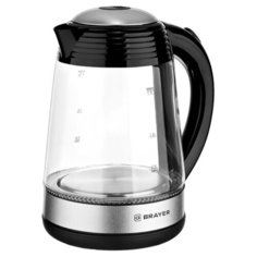 BRAYER 1012BR Чайник электрический BRAYER, 2200 Вт, 1,7 л, высококач.стекло, подсвет, автоотключ при закип