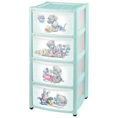 Комод детский на колесах с аппликацией "ME TO YOU" 4 ящика (Зеленый) Пластишка